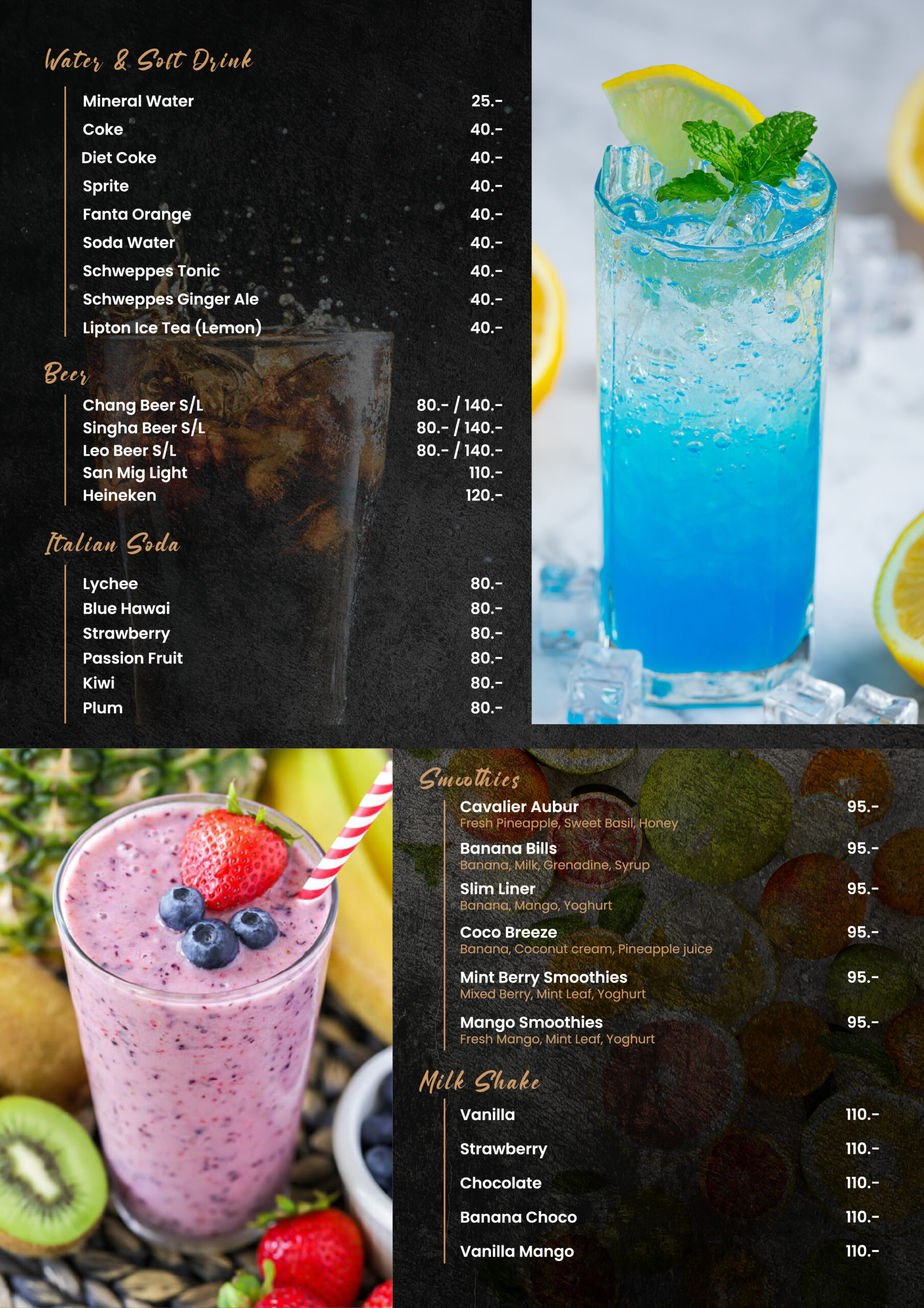 cherish soft drink menu with nice images